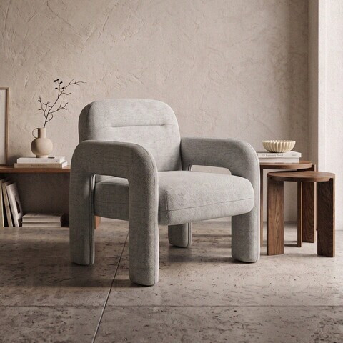 Fotoliu Alviro, Homla, 78x76x81 cm, MDF/poliester, albastru deschis