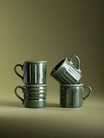 Set 4 cani Kobbi, Homla, 400 ml, 9x10 cm, ceramica, verde