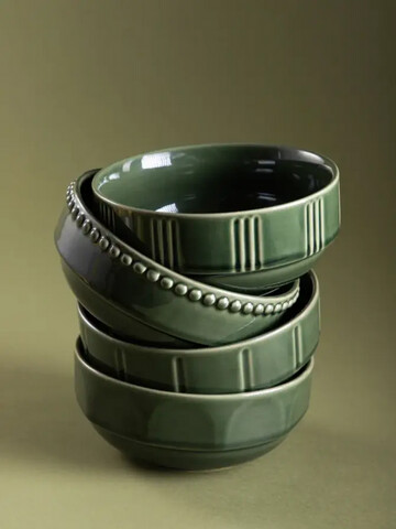 Set 4 boluri Kobbi, Homla, 550 ml, 15x7 cm, ceramica, verde