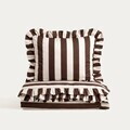Lenjerie de pat King Size, Tiffany, Homla, 200x220 cm, 3 piese, microfibra din poliester, maro/ecru