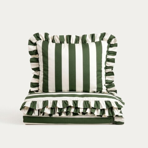 Lenjerie de pat pentru o persoana Tiffany, Homla, 140x200 cm, 2 piese, microfibra din poliester, verde olive/ecru