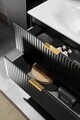 Set mobilier baie, dulap dublu pentru lavoar, 140 cm Wotan 81-01, Adel Black, Comad, MDF/PAL laminat, negru mat/gri piatra