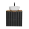 Set mobilier baie, dulap cu lavoar, 60 cm Wotan, Adel Black, Comad, MDF/PAL laminat, negru mat