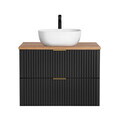 Set mobilier baie, dulap cu lavoar, 80 cm Wotan Un 6252, Adel Black, Comad, MDF/PAL laminat, negru mat