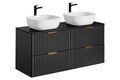 Set mobilier baie, dulap dublu si 2 lavoare, 120 cm Smile, Adel Black, Comad, MDF/PAL laminat, negru mat