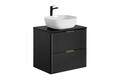 Set mobilier baie, dulap cu lavoar, 60 cm Smile, Adel Black, Comad, MDF/PAL laminat, negru mat