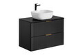 Set mobilier baie, dulap cu lavoar, 80 cm Smile, Adel Black, Comad, MDF/PAL laminat, negru mat