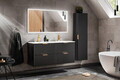 Set dulap de baie cu lavoar dublu si sifon, 120 cm Sky, Adel Black, Comad, MDF/PAL laminat, negru mat