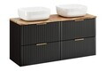 Set mobilier baie, dulap dublu si 2 lavoare, 120 cm Wotan, Adel Black, Comad, MDF/PAL laminat, negru mat