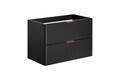 Set mobilier baie, dulap, cos de rufe integrat si lavoar, 140 cm , Adel Black, Comad, MDF/PAL laminat, negru mat/stejar wotan