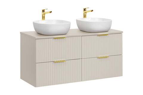 Set mobilier baie, dulap dublu si 2 lavoare, 120 cm Smile, Adel Cashmere, Comad, MDF/PAL laminat, casmir mat
