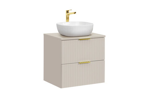 Set mobiler baie, dulap cu lavoar, 60 cm Smile, Adel Cashmere, Comad, MDF/PAL laminat, casmir mat