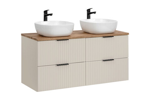 Set mobilier baie, dulap dublu si 2 lavoare, 120 cm Wotan Smile, Adel Cashmere, Comad, MDF/PAL laminat, casmir mat