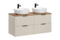 Set mobilier baie, dulap dublu si 2 lavoare, 120 cm Wotan Smile, Adel Cashmere, Comad, MDF/PAL laminat, casmir mat