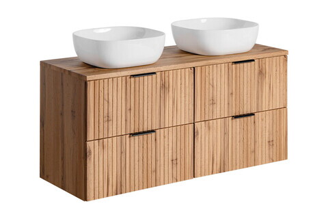 Set mobilier baie, dulap dublu si 2 lavoare, 120 cm Smile, Adel Oak, Comad, MDF/PAL laminat, stejar wotan