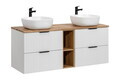 Set mobilier baie, dulap dublu si 2 lavoare, 140 cm Wotan, Adel White, Comad, MDF/PAL laminat, alb mat