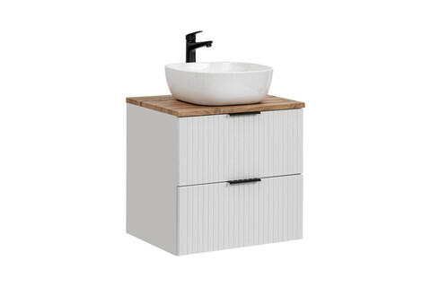Set mobiler baie, dulap cu lavoar, 60 cm, Adel White, Comad, MDF/PAL laminat, alb mat
