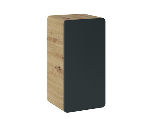 Dulapior cu 1 usa, cu fixare pe perete , Aruba Cosmos, Comad, 35x32x68 cm, MDF/PAL laminat, gri/stejar craft gold