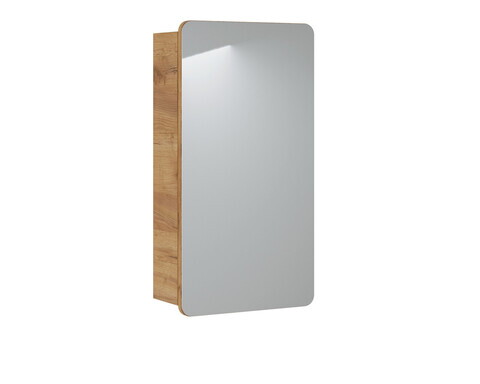 Cabinet cu oglinda si 1 usa, Aruba White, Comad, 40x16x75 cm, PAL laminat, stejar craft gold