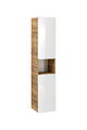 Dulap inalt cu usi, cu fixare pe perete, Aruba White, Comad, 35x32x170 cm, MDF/PAL laminat, alb lucios/stejar craft gold