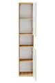 Dulap inalt cu usi, cu fixare pe perete, Aruba White, Comad, 35x32x170 cm, MDF/PAL laminat, alb lucios/stejar craft gold