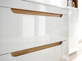 Dulap inalt cu usi, cu fixare pe perete, Aruba White, Comad, 35x32x170 cm, MDF/PAL laminat, alb lucios/stejar craft gold