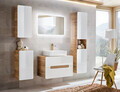 Dulap inalt cu usi, cu fixare pe perete, Aruba White, Comad, 35x32x170 cm, MDF/PAL laminat, alb lucios/stejar craft gold