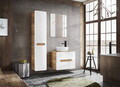 Dulap inalt cu cos de rufe integrat, cu fixare pe perete, Aruba White, Comad, 35x35x170 cm, MDF/PAL laminat, alb lucios/stejar craft gold