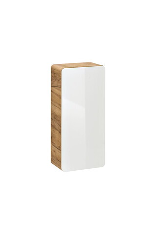 Dulapior cu 1 usa, cu fixare pe perete , Aruba White, Comad, 35x22x75 cm, MDF/PAL laminat, alb lucios/stejar craft gold