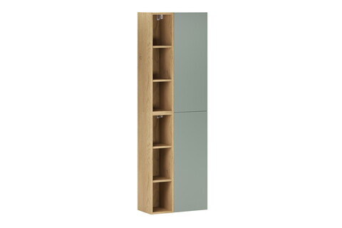 Set mobilier baie, dulap inalt cu usi si rafturi, 2SP 2UR, Aster Green, Comad, PAL laminat, verde mat/stejar cremona