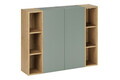 Set mobilier baie, dulap inalt cu usi si rafturi, 2SP 2UR, Aster Green, Comad, PAL laminat, verde mat/stejar cremona