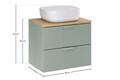 Set mobiler baie, dulap cu lavoar, 60 cm Smile, Aster Green Cremona, Comad, MDF/PAL laminat, verde mat