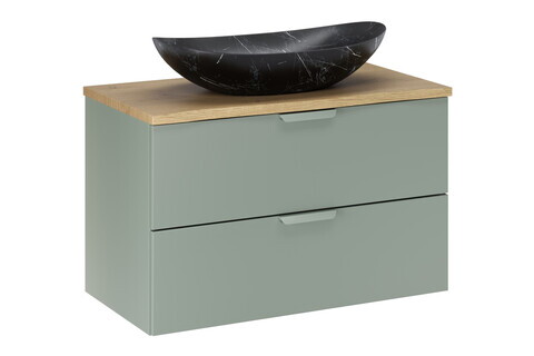 Set mobiler baie, dulap cu lavoar, 80 cm, Aster Green Cremona, Comad, MDF/PAL laminat, verde mat