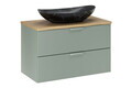 Set mobiler baie, dulap cu lavoar, 80 cm, Aster Green Cremona, Comad, MDF/PAL laminat, verde mat