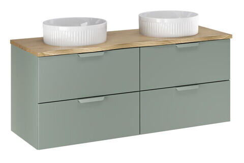 Set mobilier baie, dulap dublu si 2 lavoare, 120 cm Beyond, Aster Green Cremona, Comad, MDF/PAL laminat, verde mat