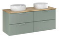 Set mobilier baie, dulap dublu si 2 lavoare, 120 cm Beyond, Aster Green Cremona, Comad, MDF/PAL laminat, verde mat