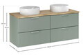 Set mobilier baie, dulap dublu si 2 lavoare, 120 cm Beyond, Aster Green Cremona, Comad, MDF/PAL laminat, verde mat