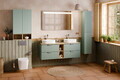 Set mobilier baie, dulap dublu si 2 lavoare, 120 cm Beyond, Aster Green Cremona, Comad, MDF/PAL laminat, verde mat