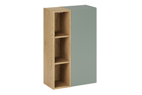 Set dulap suspendat pentru baie, 20x80 cm, Aster Green, Comad, PAL laminat, verde mat/stejar cremona