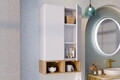 Set mobilier baie, dulap inalt cu usi si rafturi, 2SP 2UR, Aster White, Comad, PAL laminat, alb mat/stejar cremona