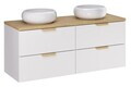 Set mobilier baie, dulap dublu si 2 lavoare, 120 cm, Aster White Cremona, Comad, MDF/PAL laminat, alb mat