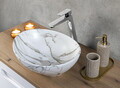 Set mobiler baie, dulap cu lavoar, 60 cm, Aster White Cremona, Comad, MDF/PAL laminat, alb mat
