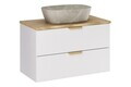 Set mobiler baie, dulap cu lavoar, 80 cm, Aster White Cremona, Comad, MDF/PAL laminat, alb mat