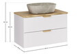 Set mobiler baie, dulap cu lavoar, 80 cm, Aster White Cremona, Comad, MDF/PAL laminat, alb mat