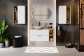 Set dulap suspendat pentru baie, 20x80 cm, Aster White, Comad, PAL laminat, alb mat/stejar cremona