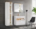 Cabinet cu oglinda si 2 usi, Bahama White, Comad, 80x20x70 cm, PAL laminat, alb/stejar wotan