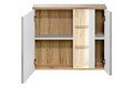 Cabinet cu oglinda si 2 usi, Bahama White, Comad, 80x20x70 cm, PAL laminat, alb/stejar wotan