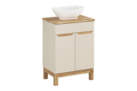 Set mobiler baie, dulap cu lavoar, 60 cm Wotan, Bali Cashmere, Comad, MDF/PAL laminat, casmir mat