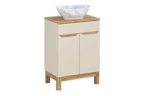 Set mobiler baie, dulap cu lavoar, 60 cm Wotan Pati, Bali Cashmere, Comad, MDF/PAL laminat, casmir mat