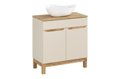 Set mobiler baie, dulap cu lavoar, 80 cm Wotan Cloud, Bali Cashmere, Comad, MDF/PAL laminat, casmir mat